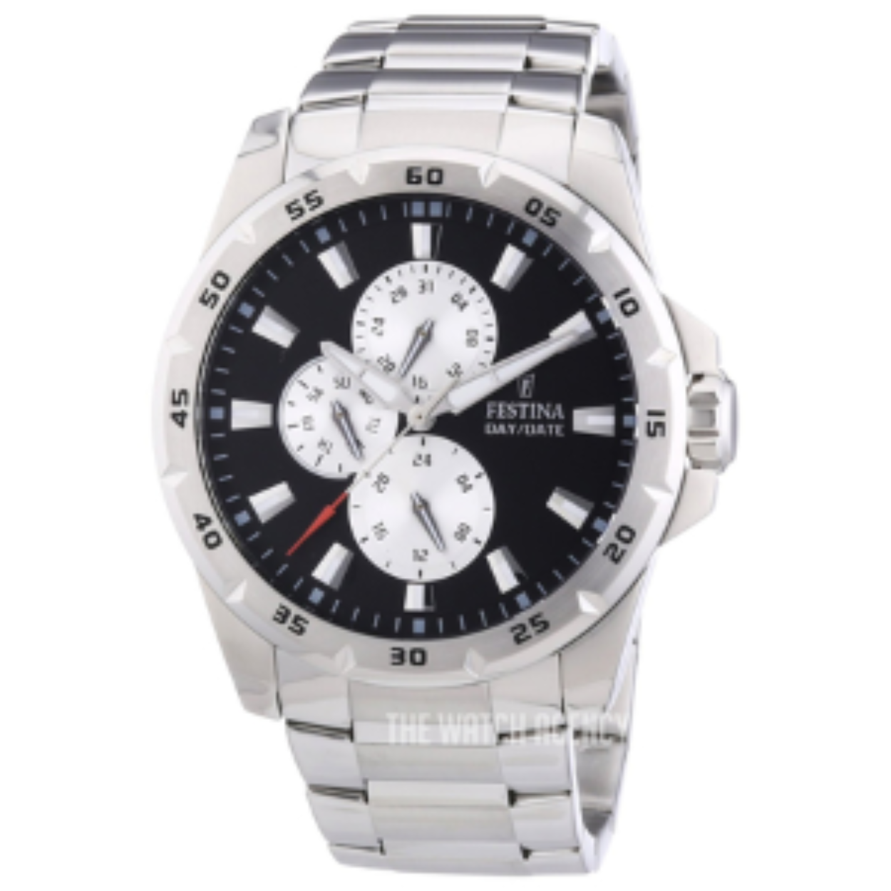 Festina Black/Steel F16662/6. Met drie subdials op de wijzerplaat die datum, dag en 24-uurs tijd.