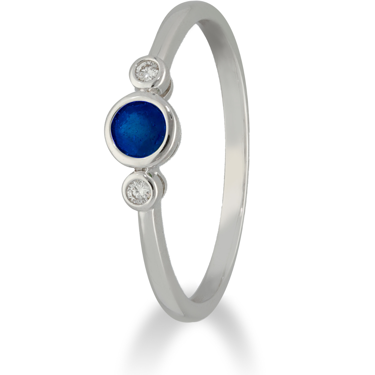 wgd ring blauwe Saffier 0.26 en diamant 0.03