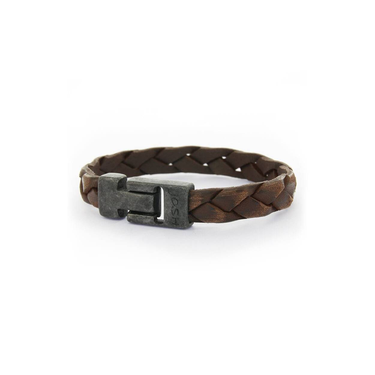 smalle bruine leren armband met mat zwart slot 
maat 22