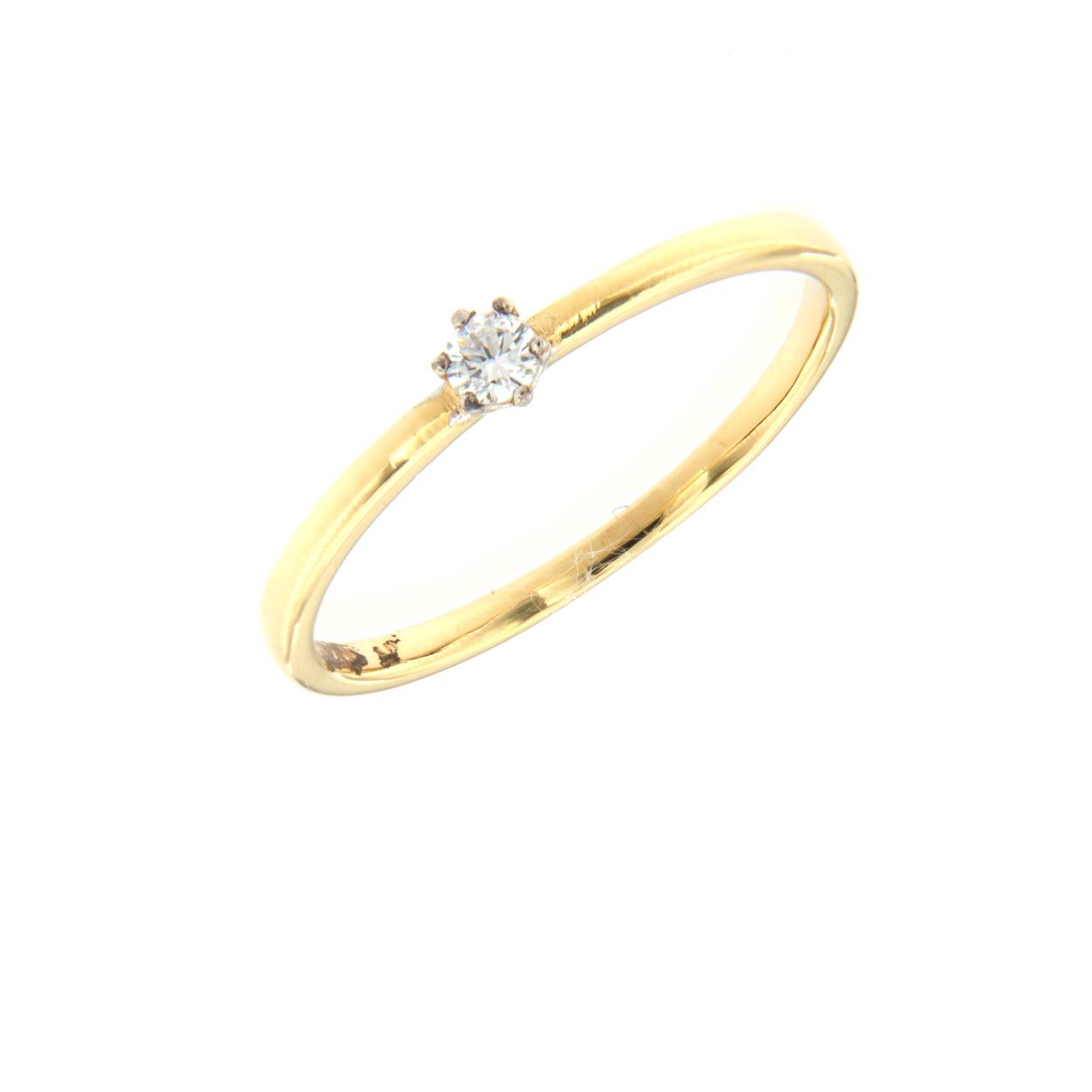 Geelgouden verlovingsring met briljant 0.10ct