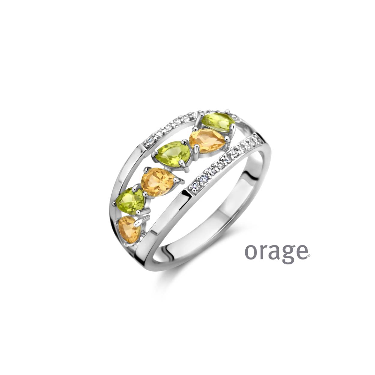 Orage zilveren ring peridot citrine