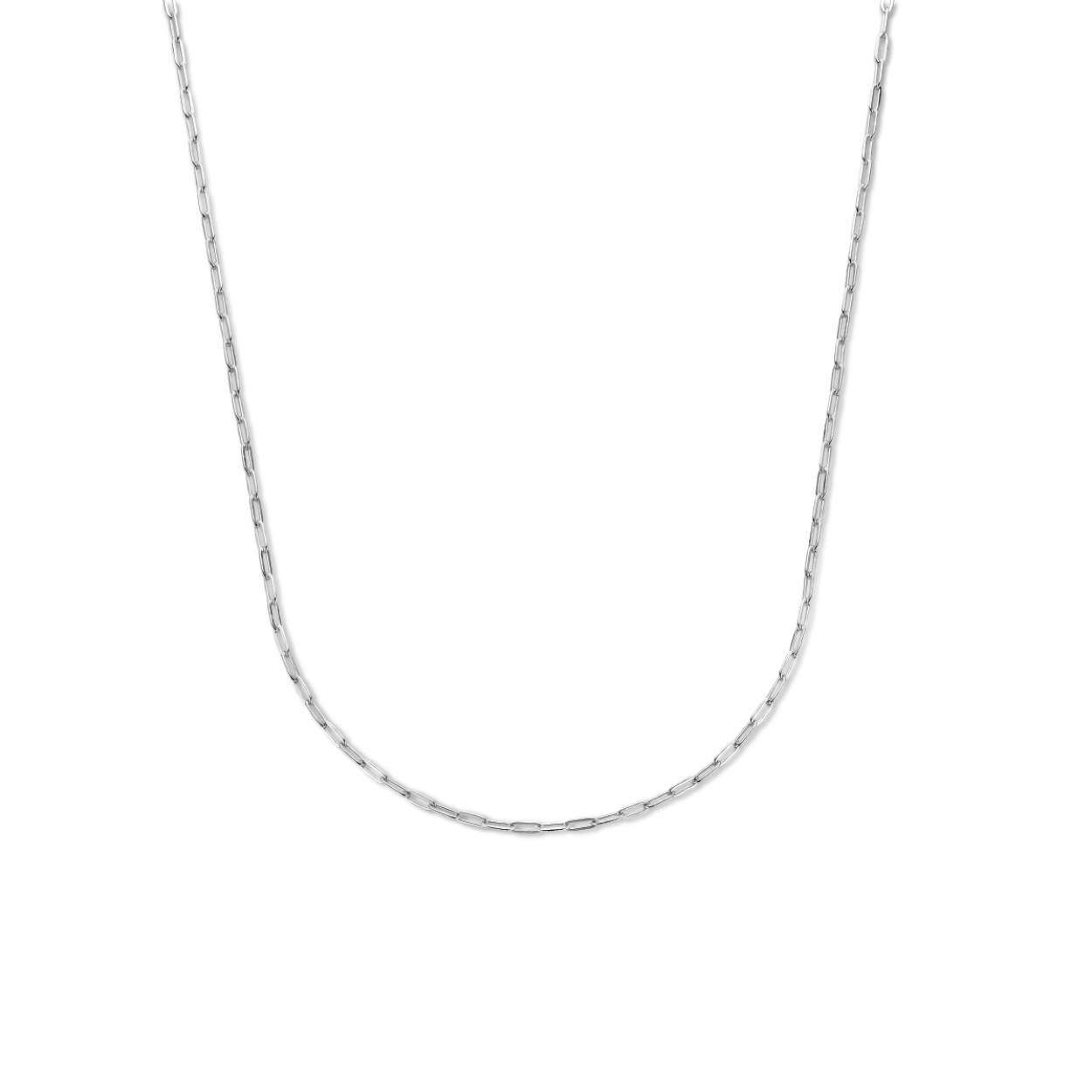 Gerhodineerd 925 zilveren paperclip collier uitgevoerd met een karabijnsluiting. Het collier heeft een schakelbreedte van 2.2mm.