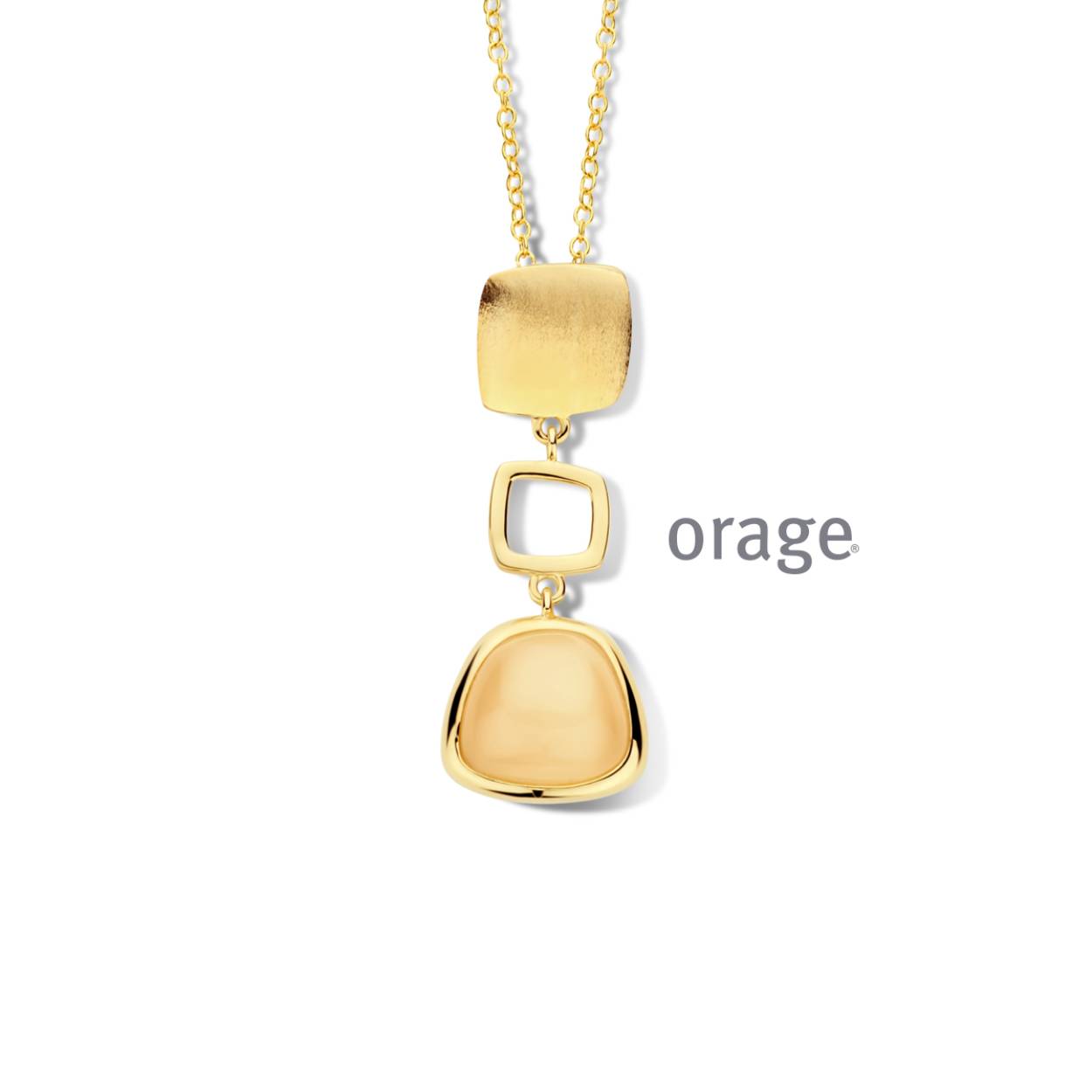 Orage collier verguld staal champagne cat eye