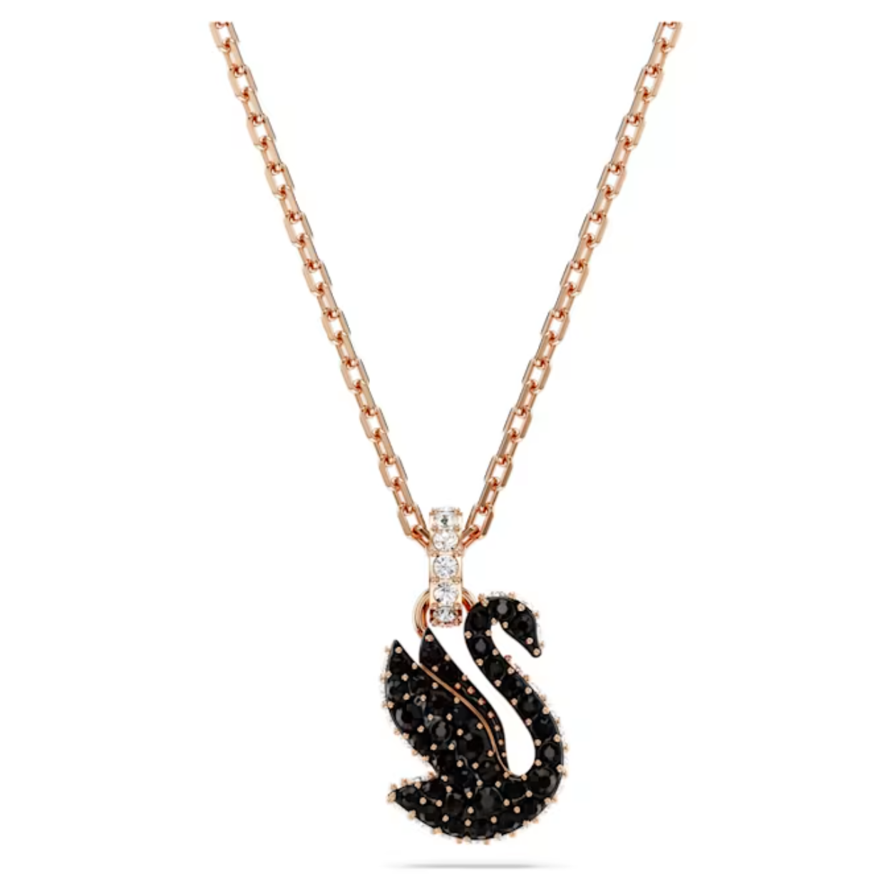 Met zijn betoverende intense kleurstelling is deze verfijnde hanger geïnspireerd op het embleem van Swarovski. De zwaan met een pavé van gitzwarte Swarovski ReCreated™ crystals. Draag dit bijzondere sieraad om uw stijl direct een elegante uitstraling te geven.

Artikelnr.: 5678046
Collectie:  Swan
Lengte (minimum - maximum): 42 - 49 cm
Formaat motief: 1.3 x 1 cm
Materiaal:  Kristallen, Roségoudkleurige toplaag
Kleur:  Zwart
Type sluiting:  Karabijn