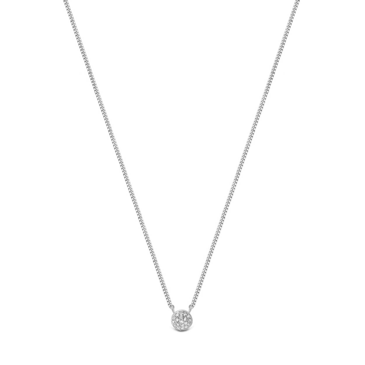 Zilveren ketting met hanger 42cm + 19x diamantjes