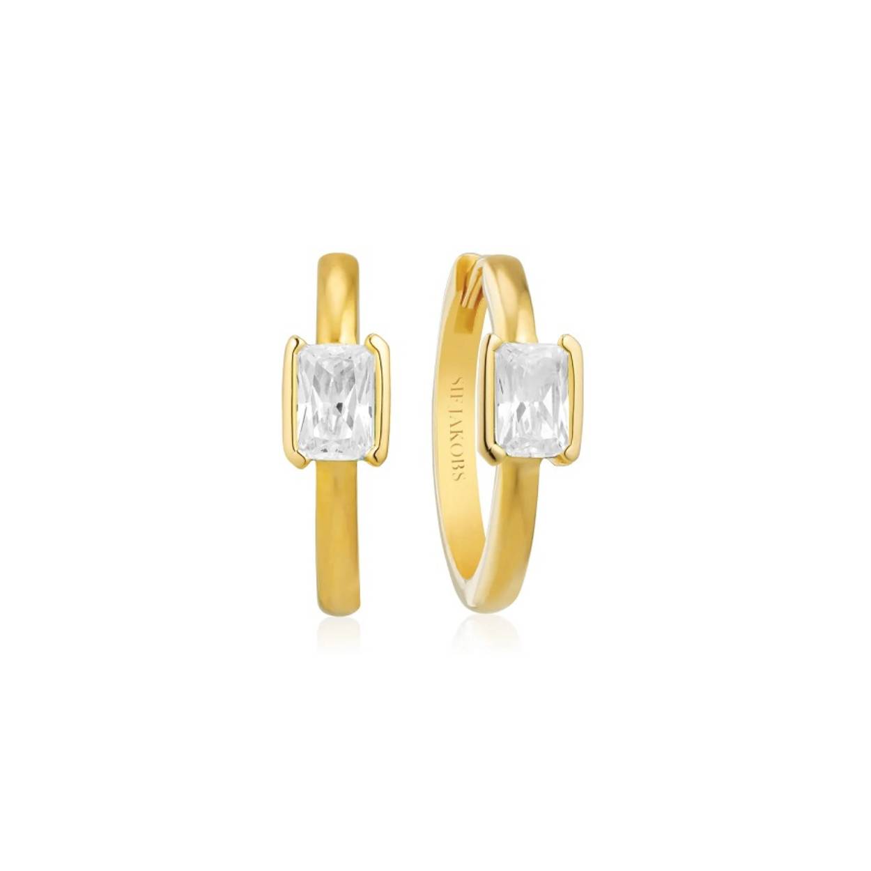 creolen 'Roccanova;  white zirconia, 18 vergulde sterling zilveren creolen uit de Roccanova collectie