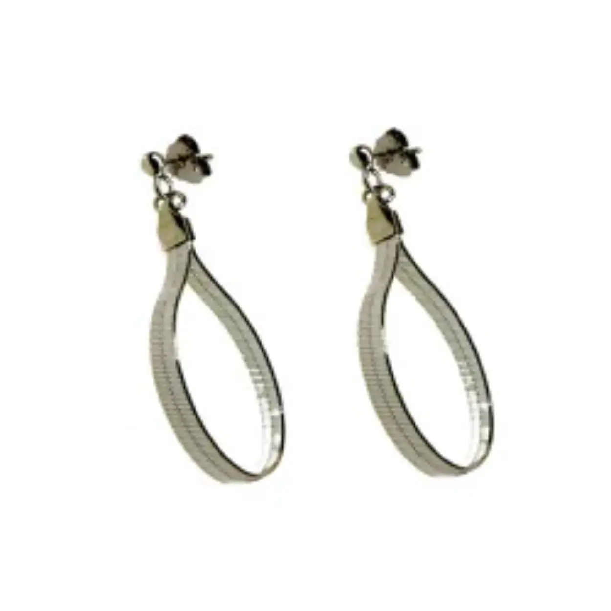 Oorbellen die passen bij de platte slangkettingen - ca. 4,5cm lengte - glanzend sterling zilver.