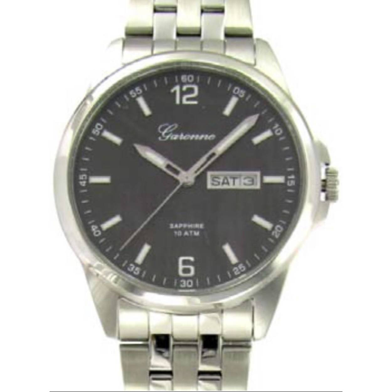 GARONNE Herenhorloge saffier met dag/datum