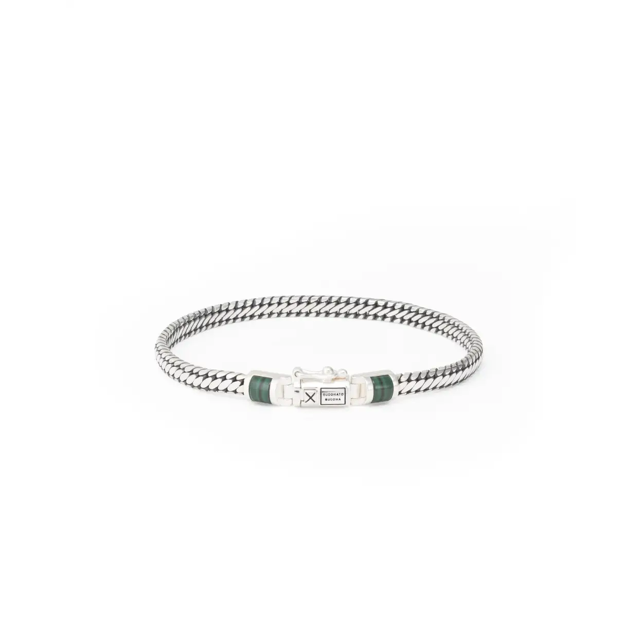 J101MA E - Ben Mini Gemstone Armband Zilver Malachite