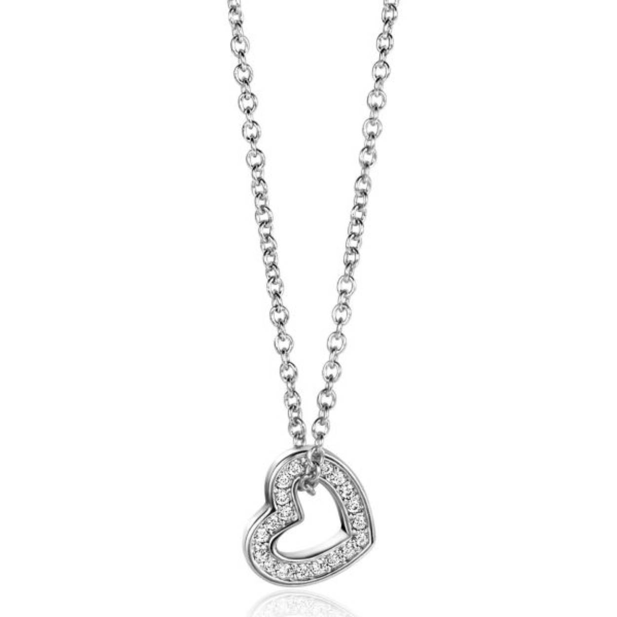 zilveren collier hart met zirkonia ZIC2435