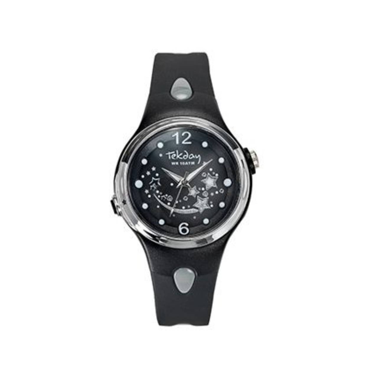 Analoog Tekday horloge. Siliconen band en tot 10 ATM waterdicht.