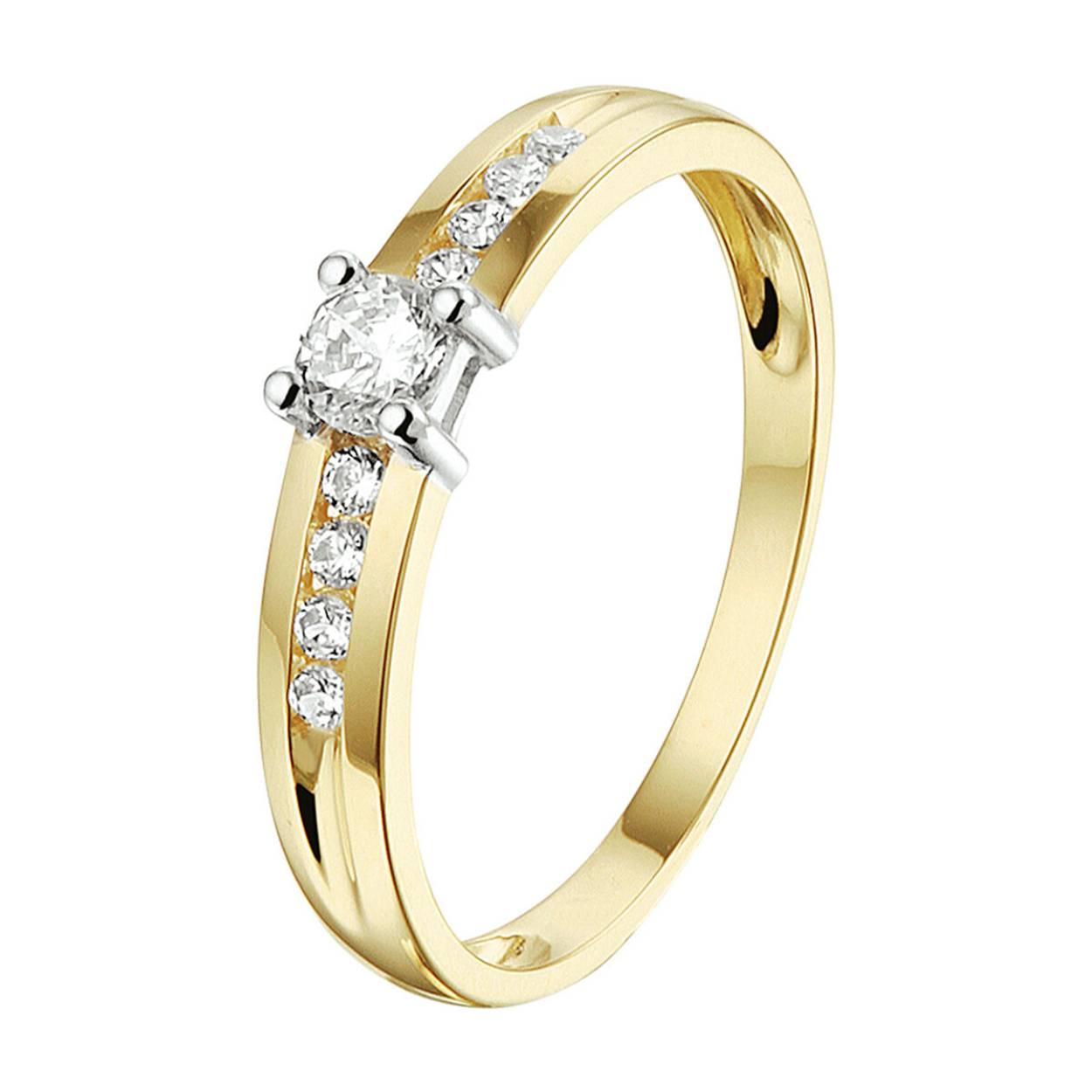 Gouden Bicolor Zirkonia Ring Maat 18,5