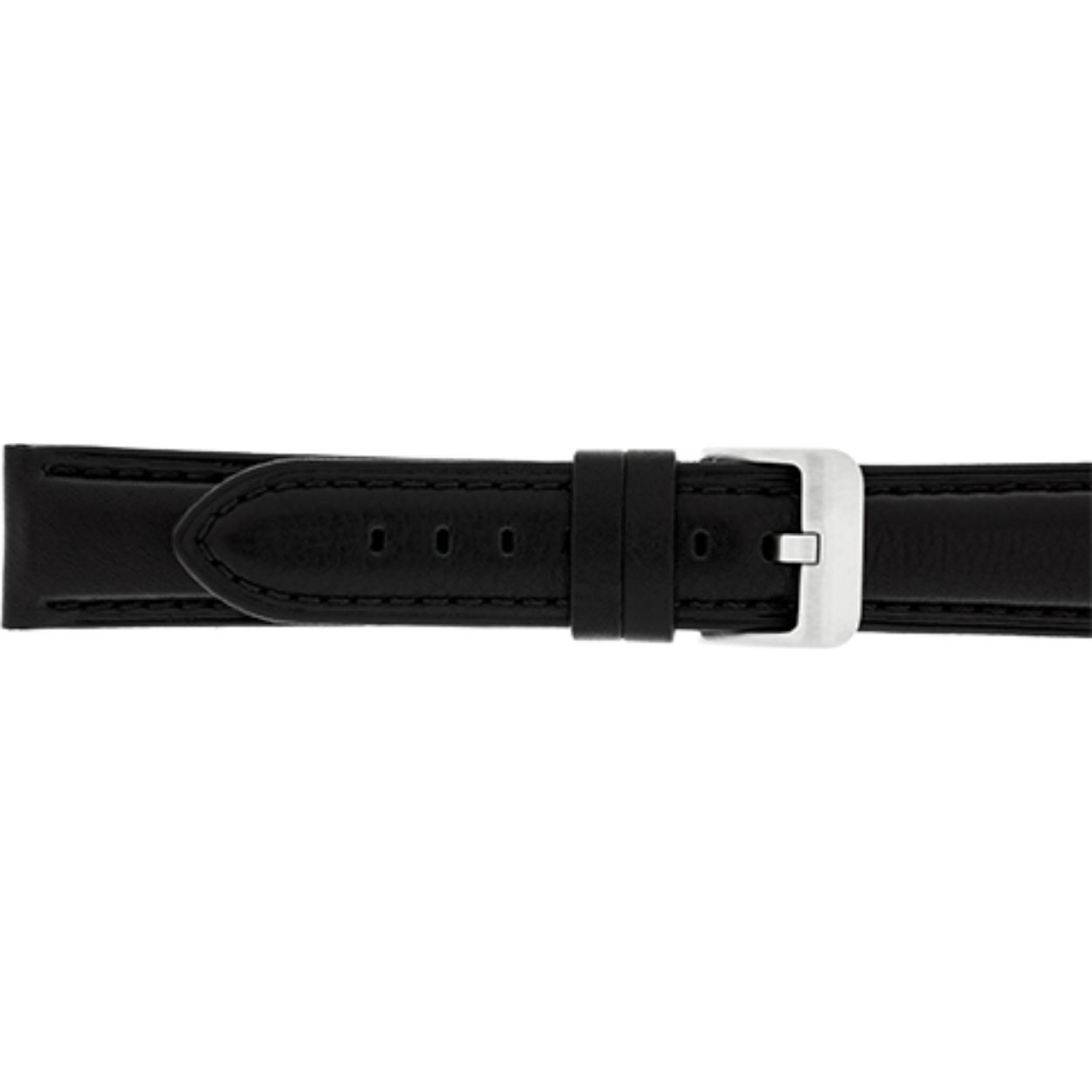 Horlogeband leder 22mm zwart gestikt