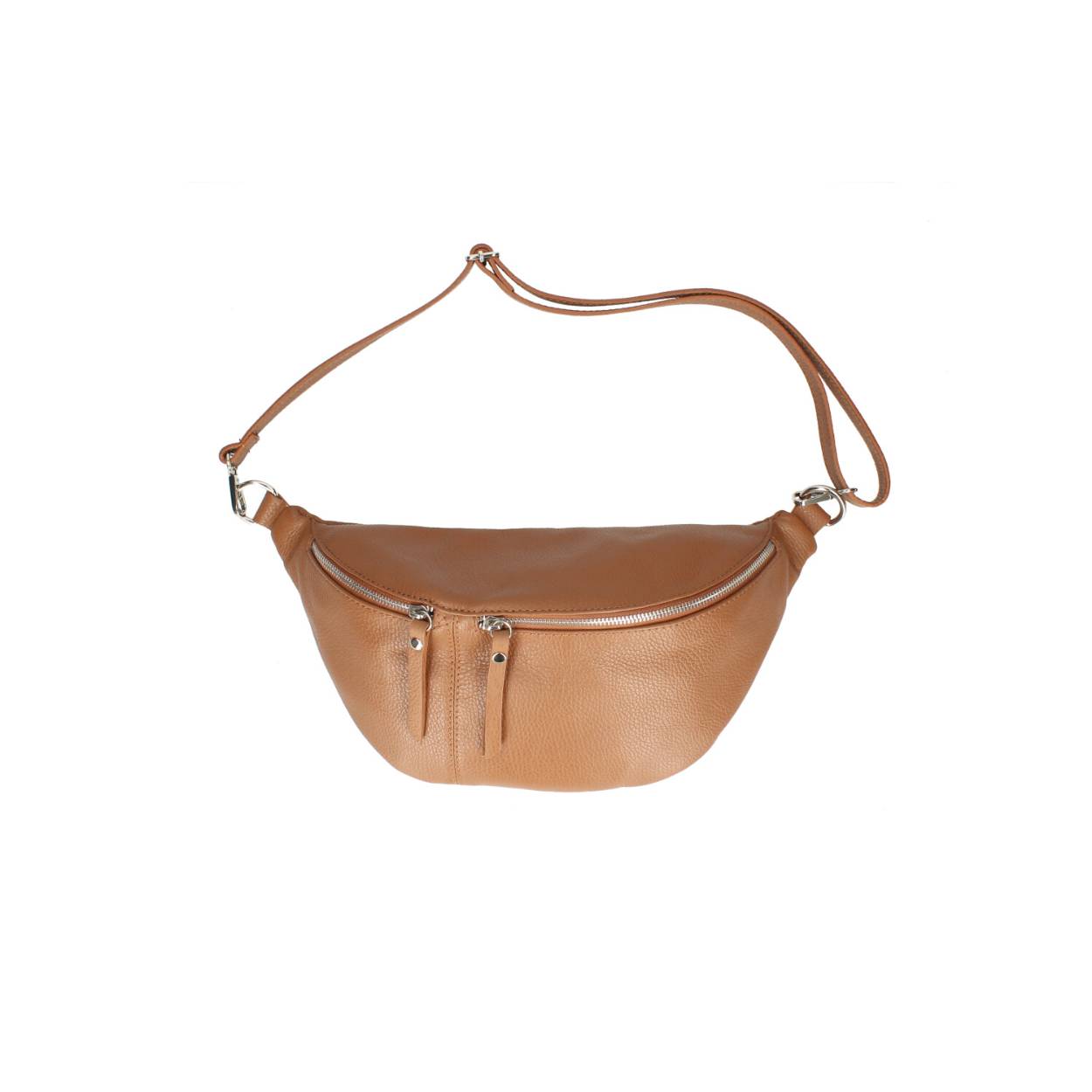 Een echt lederen heuptas

Ritsen voorzijde
Verstelbare riem
Binnen ritsvak
Vak aan de achterzijde
Polyestervoering

Afmetingen:
Hoogte 18cm x breed 36cm x diep 9cm