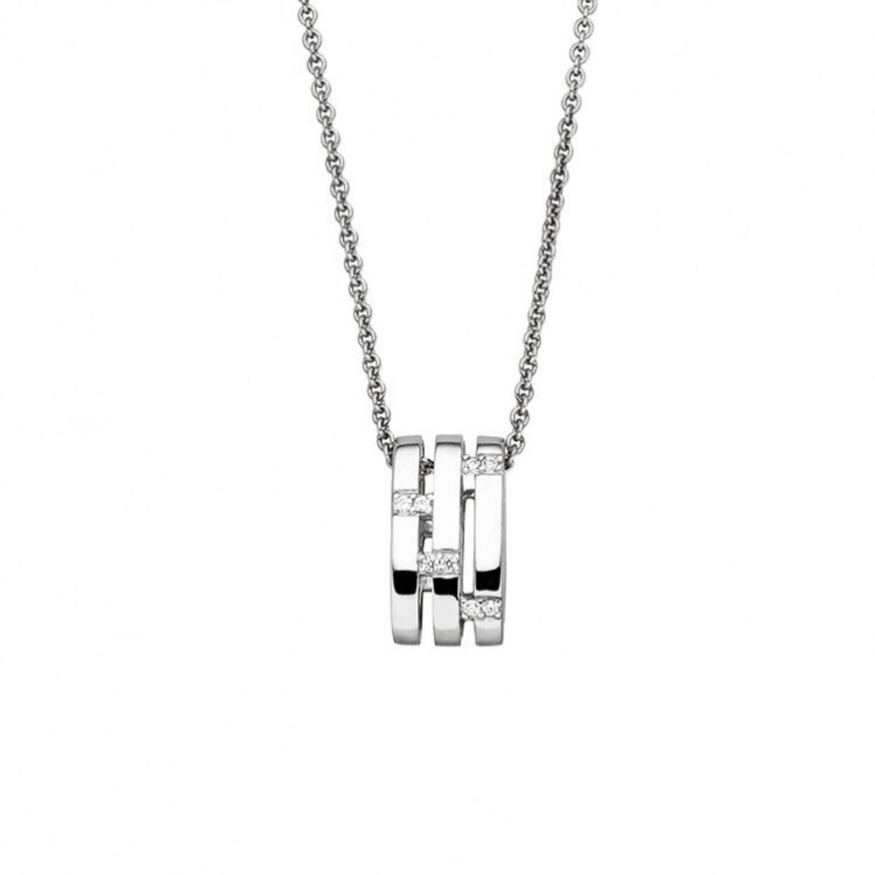 Prachtig gerhodineerd zilveren collier met hanger met zirconia stenen van het merk Viventy.