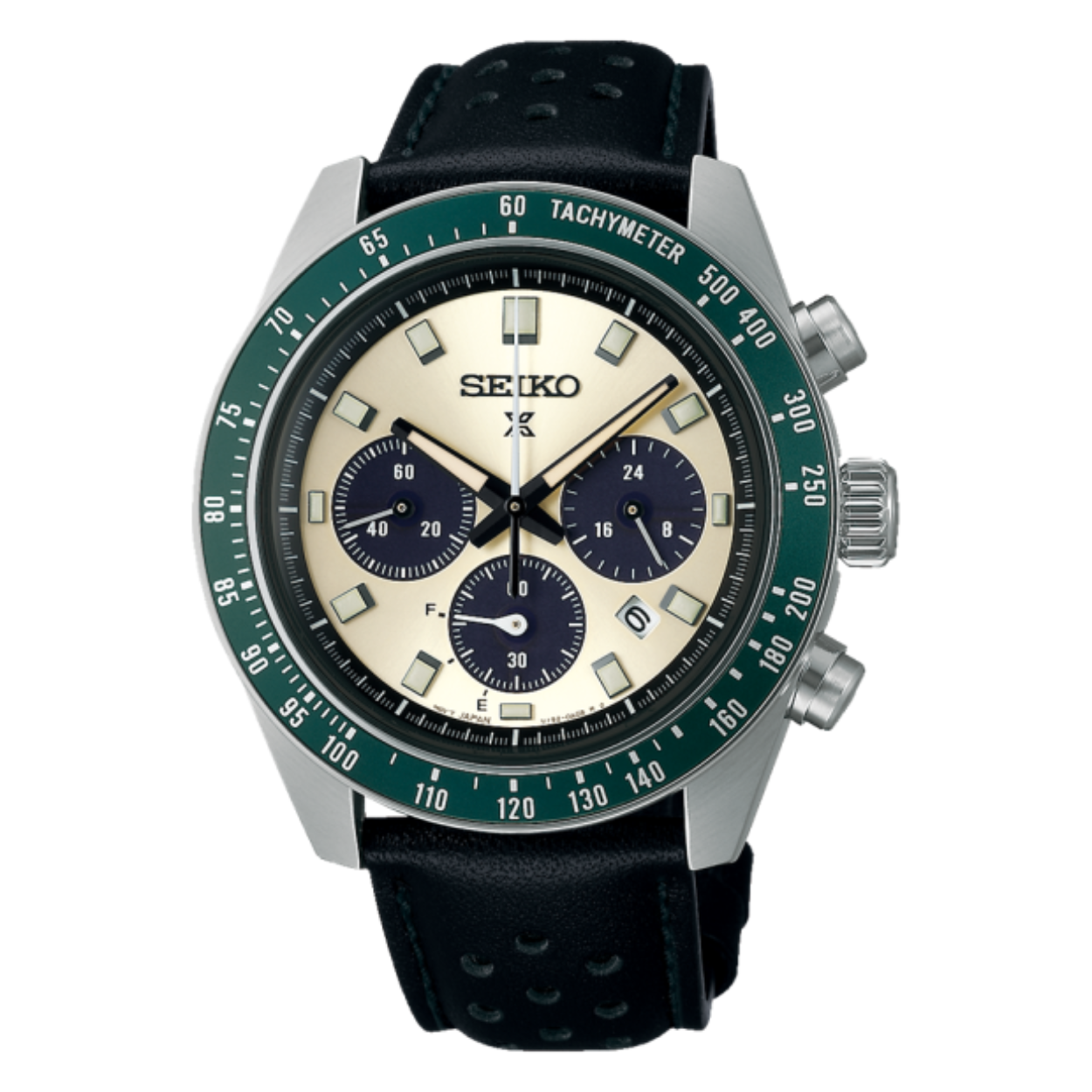Seiko - SSC943P1

Dit Seiko Prospex herenhorloge is bekend onder Seiko-referentienummer SSC943P1 en daarnaast onder het EAN: 4954628252821. Het horloge heeft een solar powered uurwerk dat geplaatst is in een edelstalen kast. Op de beige wijzerplaat is analoge tijdsweergave zichtbaar. Aan de kast zit een zwarte lederen horlogeband met een vouwsluiting.

Het solar powered uurwerk biedt u datum-aanduiding als tijdfunctie(s). Daarnaast vindt u in het uurwerk een stopwatch-functie (chronograaf). De ronde horlogekast is 100m waterdicht en voorzien van een saffierglas.