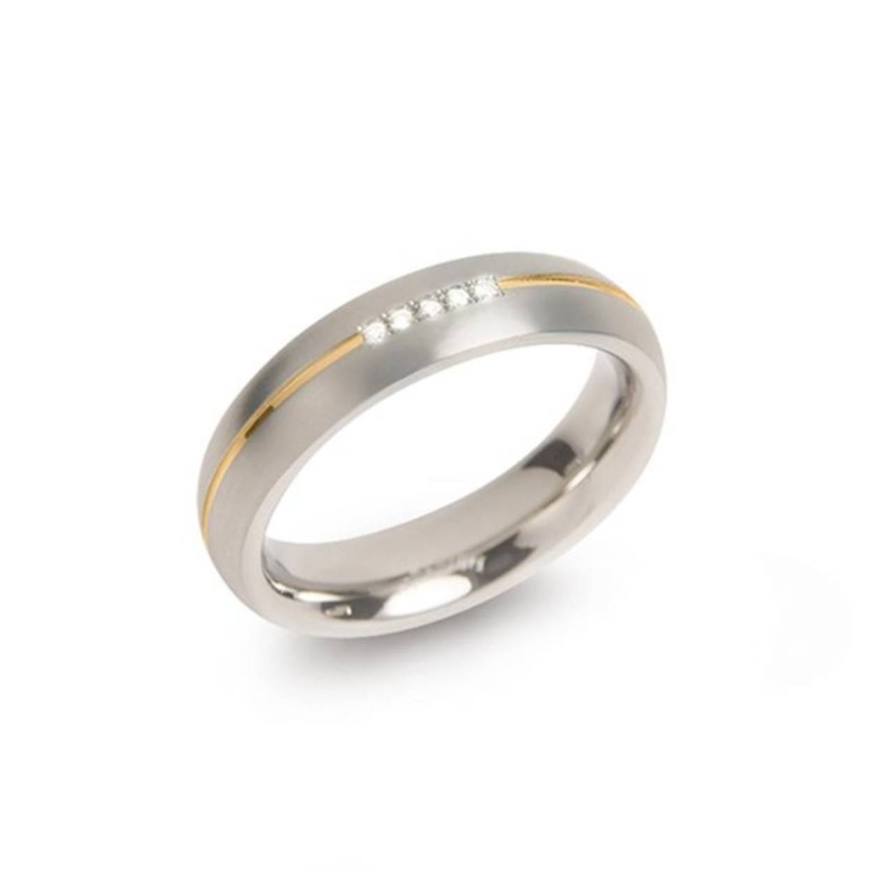 Titanium ring met double rand en diamantstenen