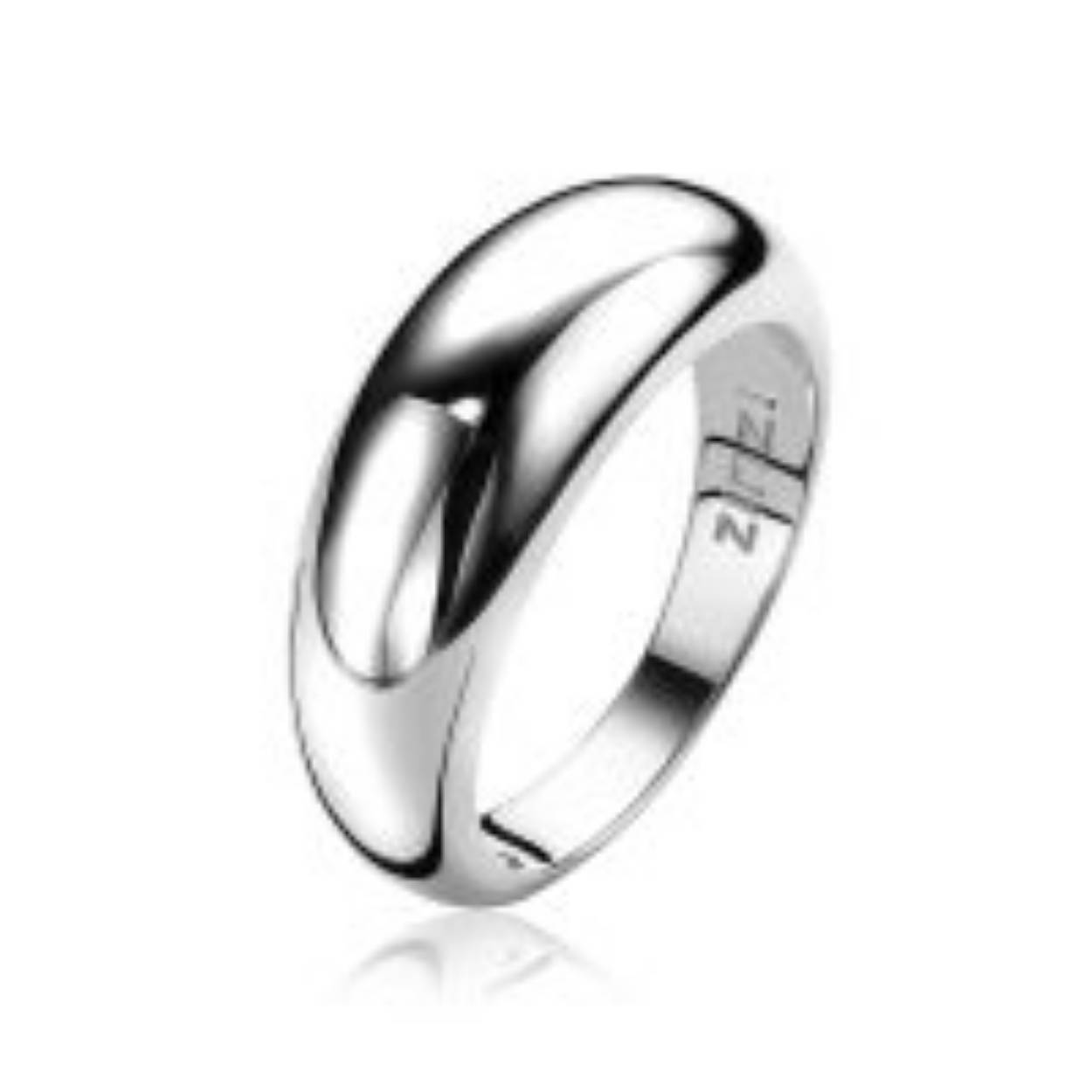 ZINZI zilveren stoere gladde halfbolle ring. Met luxe glimmende uitstraling. Maat 58
