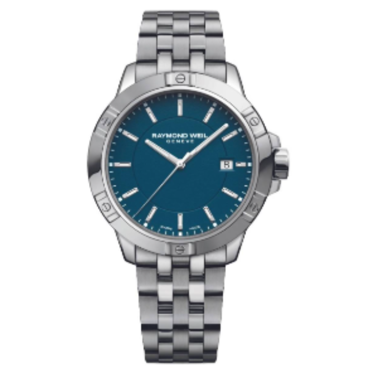 Raymond weil staal heren horloge model tango met blauwe wijzerplaat