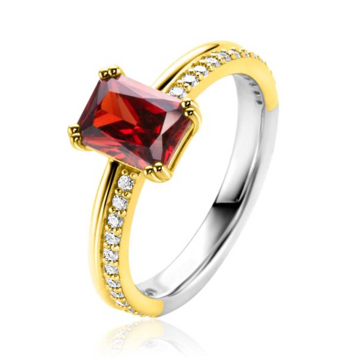 zilveren ring met goud oplaag.