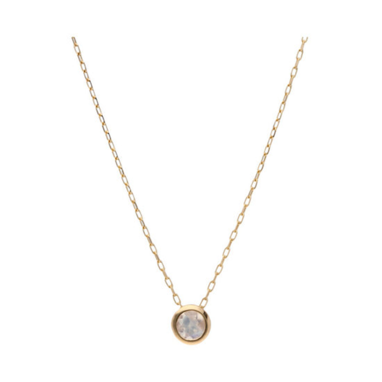 Gouden collier met geboorte steen hanger Juni / maansteen