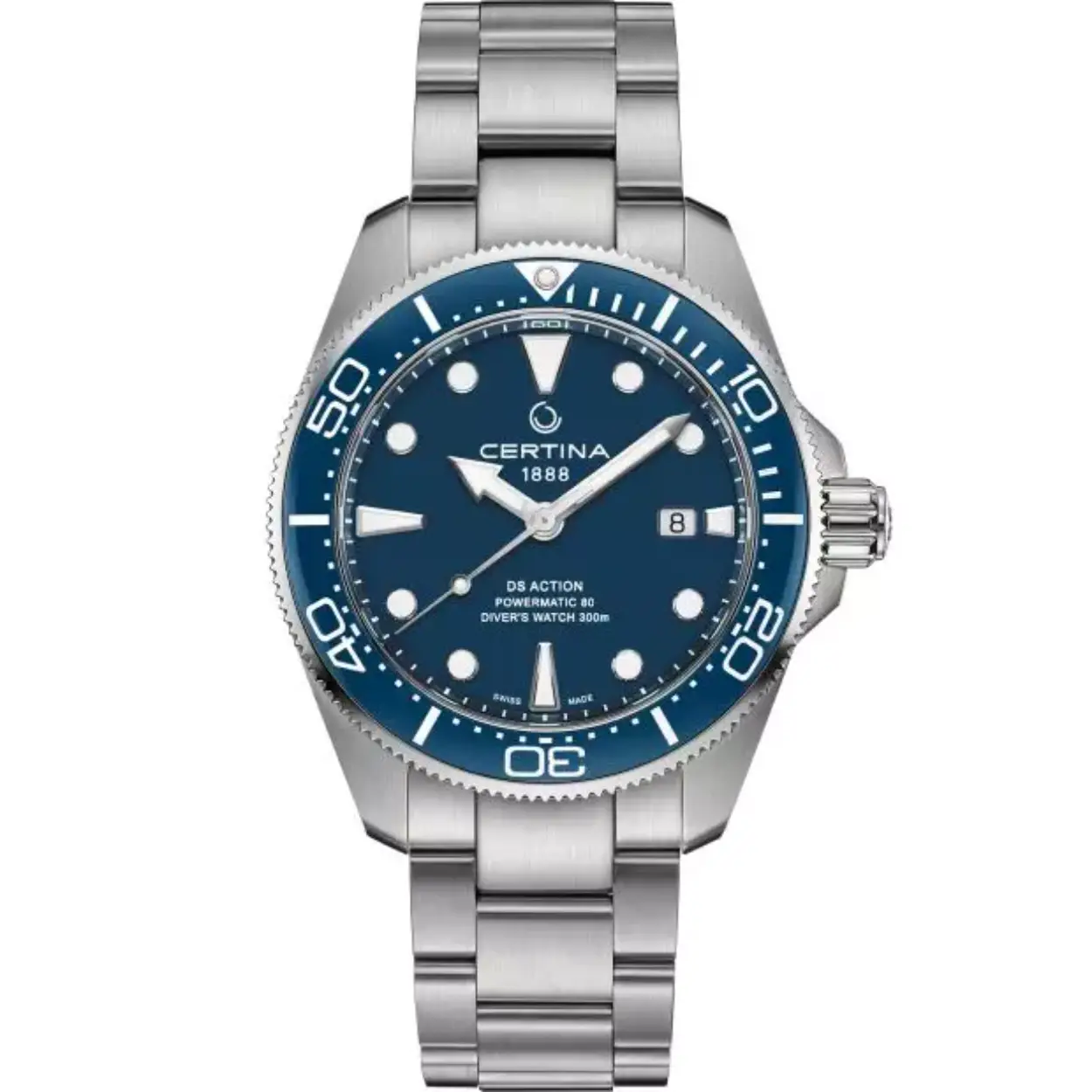 DS-Action Powermatic-80 Automaat. Diver 300m WR Saffierglas. Keramische Lunette