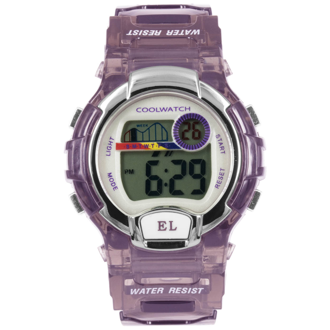 Coolwatch horloge CW.379 kids digitaal kunststof 5 ATM 

Voordelen
- band plastic/silicone paars
- draagcomfort door licht gewicht
- digitale tijdsweergave
- duidelijke tijdsweergave
- spat waterdicht: handenwassen, regen
- quartz
- maat kast 38mm (breedte) 13,9mm (dikte)
