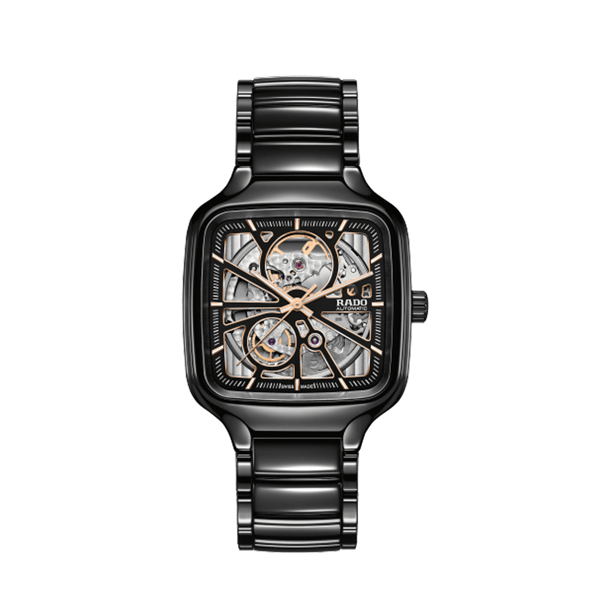 Bij Rado hebben we naam gemaakt met de productie van vierkante, hightech keramische horloges. De True Square is een nieuwe kijk op de iconische Rado-vorm. Ons eerste horloge gemaakt met een vierkante geïnjecteerde monobloc hightech keramische kast, de True Square, is licht, krasbestendig en comfortabel om te dragen. Het onderscheidende en designgerichte Rado True Square Automatic Open Heart is de vorm van de toekomst.