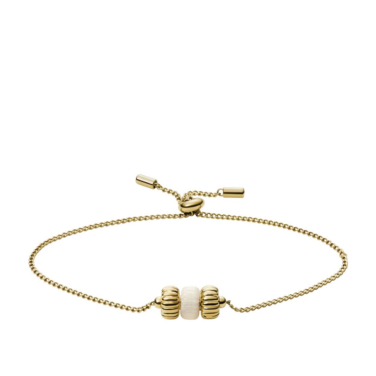 Goudkleur stalen armband versierd met kralen. Het armbandje is eenvoudig op maat te verstellen.

Lengte: 16.5 tot 21.5cm (verstelbaar)
Kleur: goudkleur
Metaal: Staal