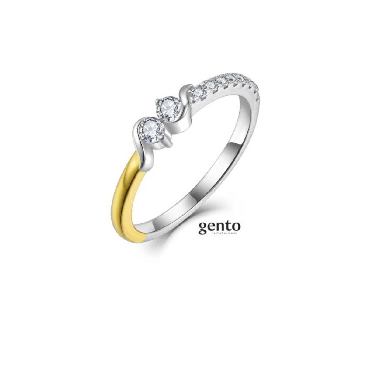 Ring zilver bicolor mt 54