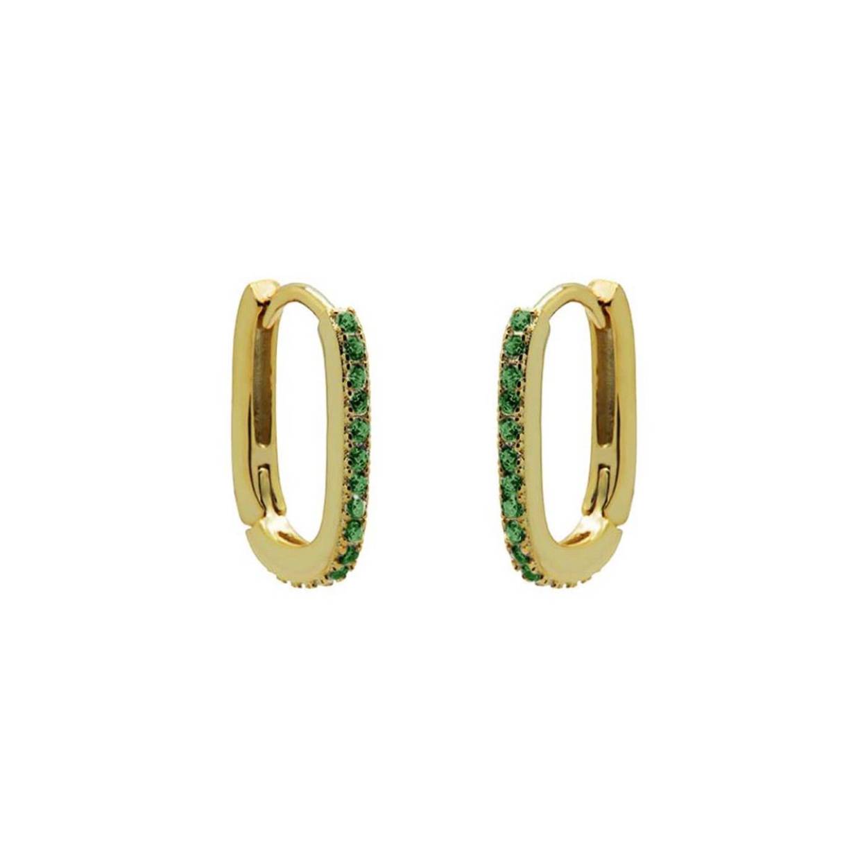 H77GP_EG Karma oorringen | zilver verguld | zirkonia groen