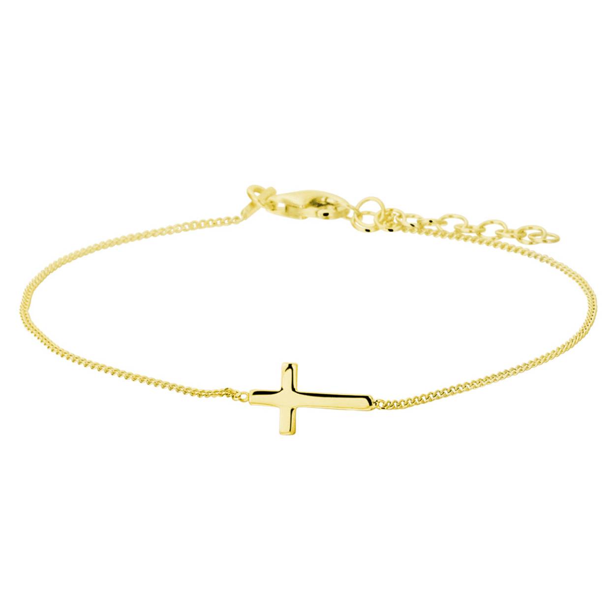 goud op zilveren kruisjes armband, 3 micron