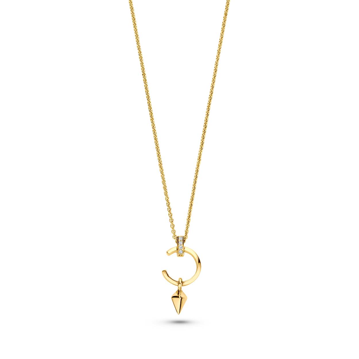 FJF Jewellery collier met hanger zilver goldplated model Icon Kite Open Circle met zirkonia 