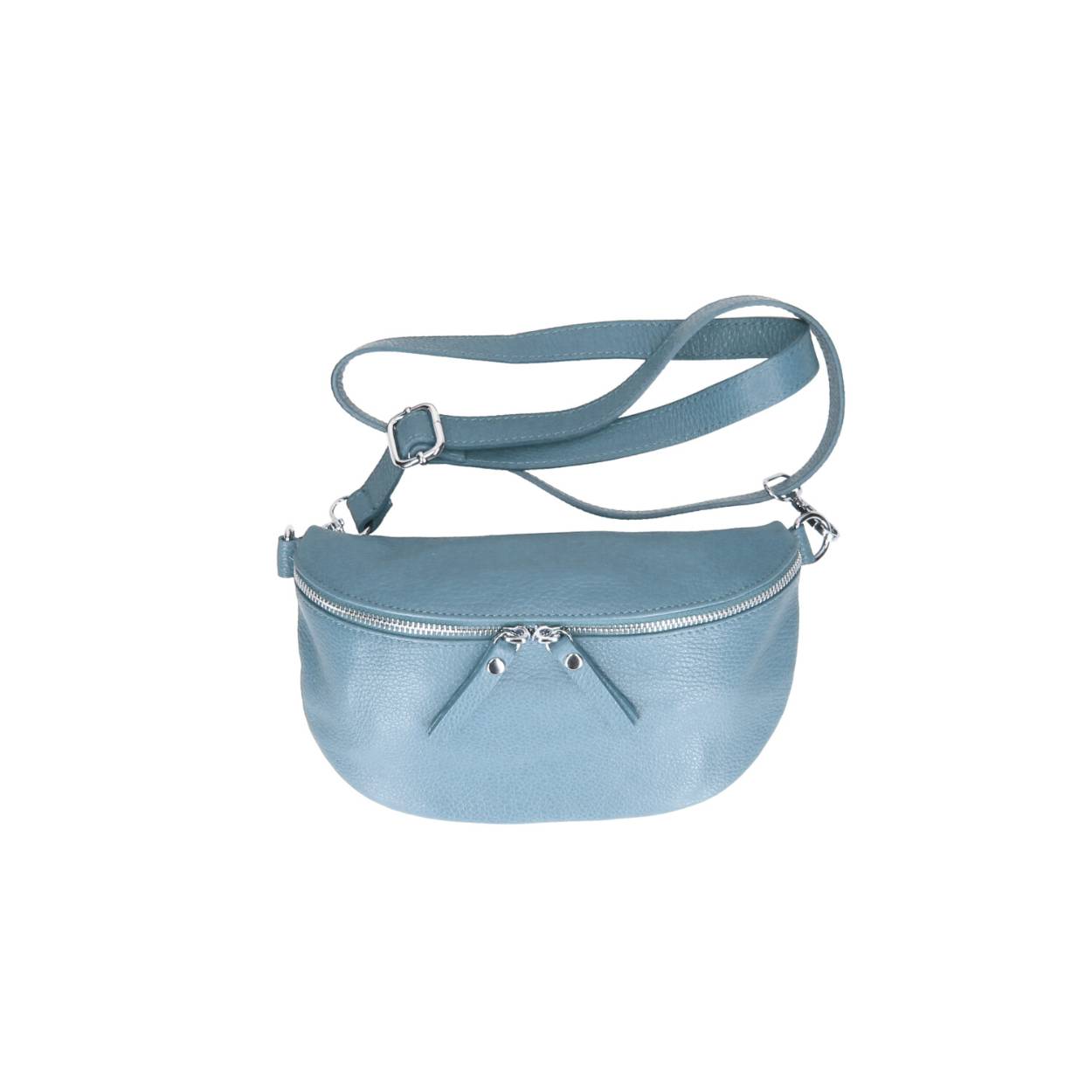 Heuptas gemaakt van echt leer. De riem is verstel en afneembaar. Koop eens een leuke extra brede schouderriem en combineer deze tas eindeloos door.

De binnenkant is voorzien van een handig ritsvak en heeft een polyester voering.
De tas zelf wordt afgesloten met een klep welke is voorzien van twee trekkers.

Afmetingen:
Hoogte 15cm x breed 25cm x diep 7 cm

Dit tasje is slechts 300 gram zwaar