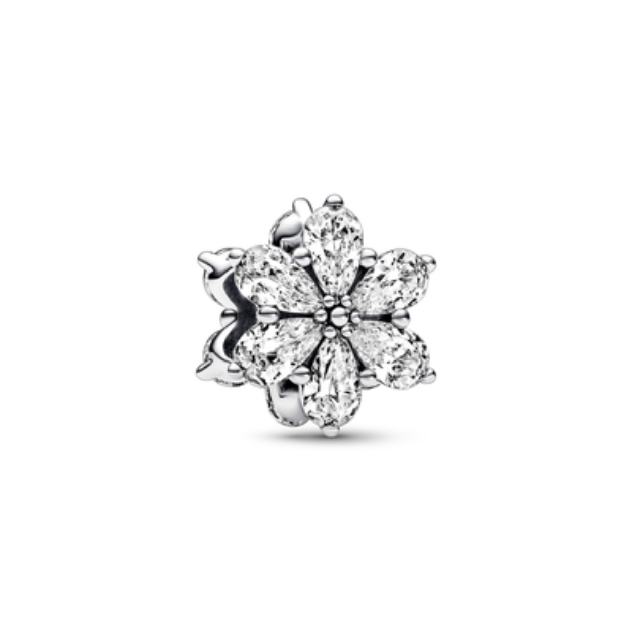 Herbarium cluster sterling silver charm with clear cubic zirconia