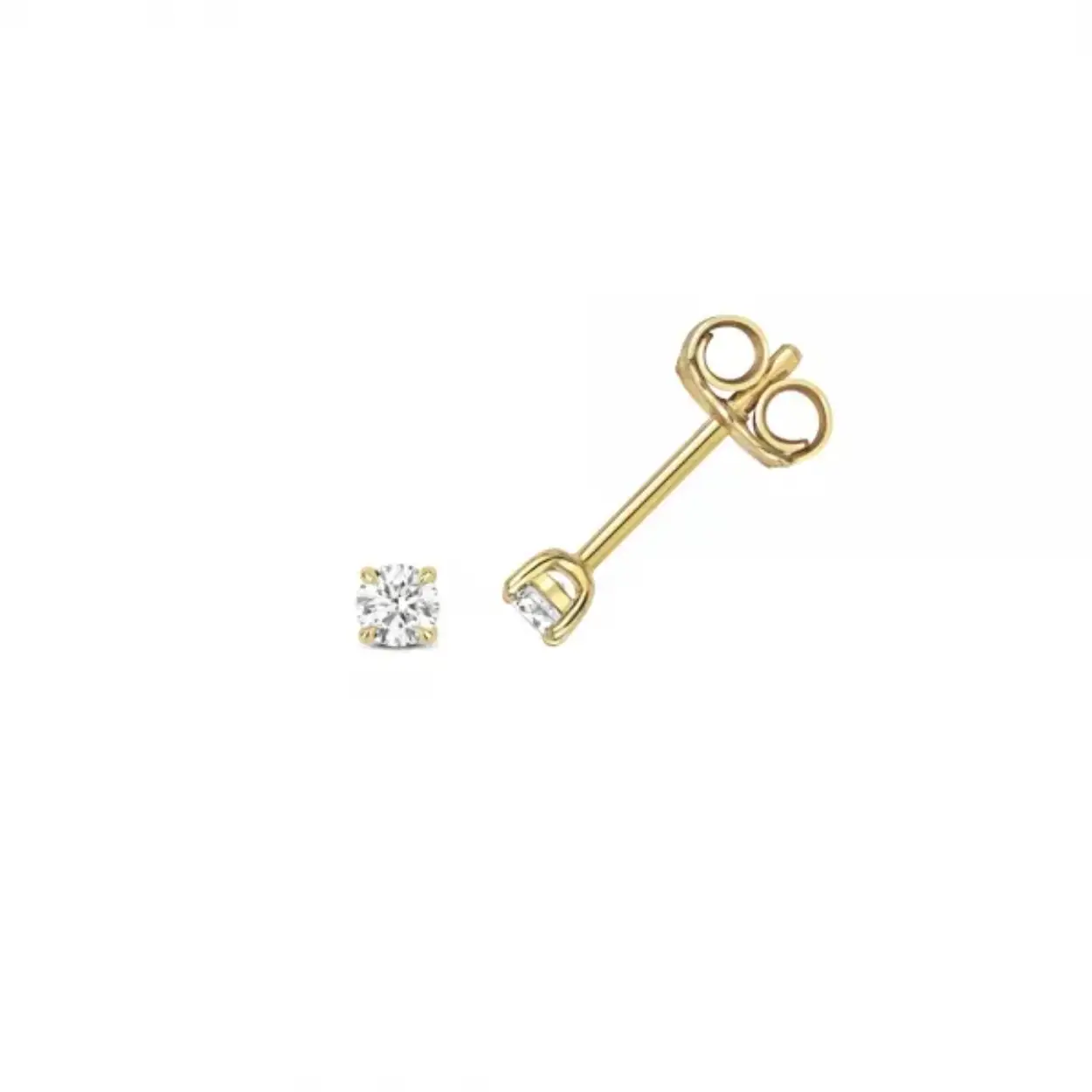 14k geelgouden oorstekers met diamant 