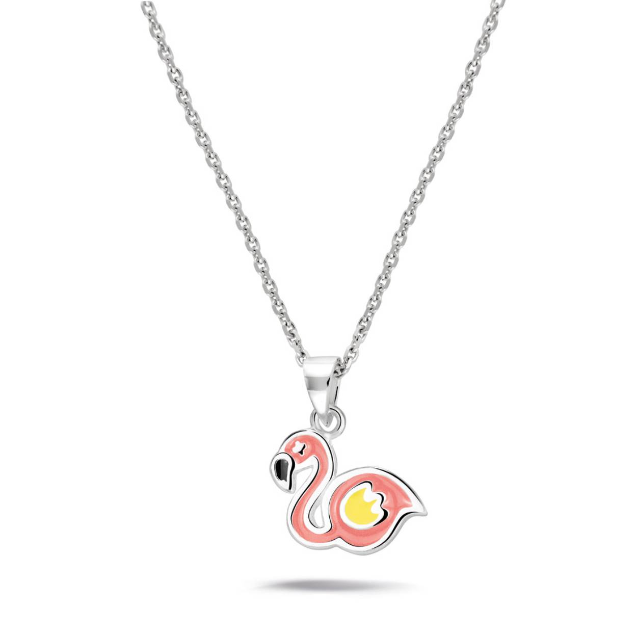 Bellini zilveren hanger in de vorm van een flamingo met rozen gele accenten. De hanger wordt geleverd met bijpassend collier. Het collier is te dragen op 34, 36 en 38 cm. Maak een complete sieraden set door de hanger te combineren met de bijpassende ring en oorstekers. Alle Bellini kindersieraden worden geleverd in het bijbehorende roze buideltje en zijn een perfect cadeau voor een verjaardag, zwemdiploma, communie of andere feestelijke gelegenheid. Bellini for kids is een sieradenlijn welke speciaal voor de jonge meisjes is ontworpen. De gehele Bellini collectie is gemaakt van het eerste gehalte zilver (925) en voorzien van zirkonia's of vrolijk gekleurd emaille.