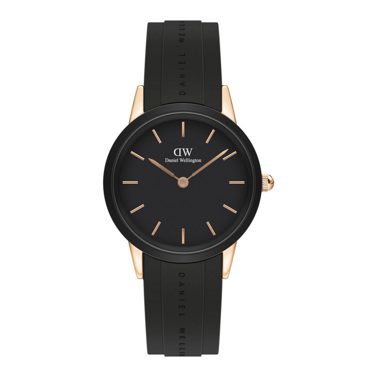 Trendy Daniel Wellington horloge Iconic motion. 32 mm rose goudkleurige ronde kast met een ceramic bezel .