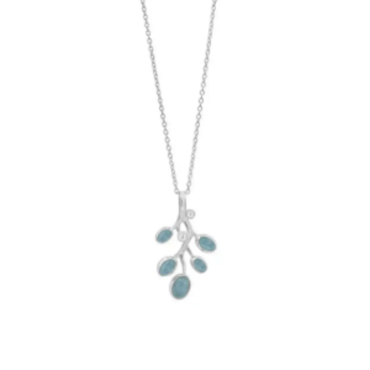 Zilver collier met aquamarijn