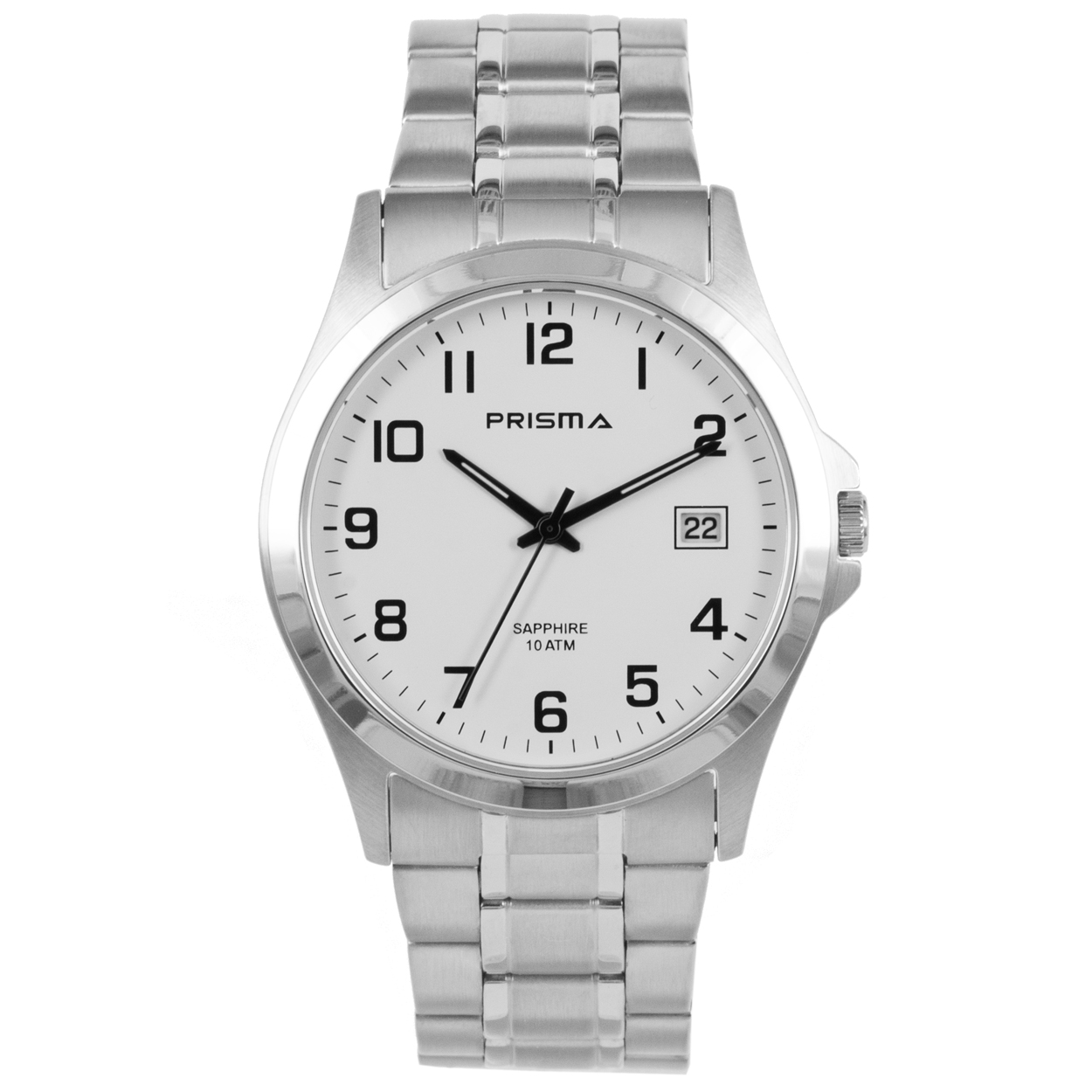 Prisma heren horloge van all stainless steel met saffierglas 
- Datum: Ja
- Kast maat: 39 mm
- Kast dikte: 8.3mm
- Kast materiaal: All stainless steel
- Uurwerk type: Miyota 1S13
- Saffierglas
- Waterdichtheid: 10 ATM
- Horlogeband: All stainless steel
- Maat aansluiting band: 22mm
- Wijzerplaat; Wit met zwarte aanduidingen
- Licht functie: Glow in the dark wijzers
- Sluiting: Klepsluiting
EAN: 8716667160033