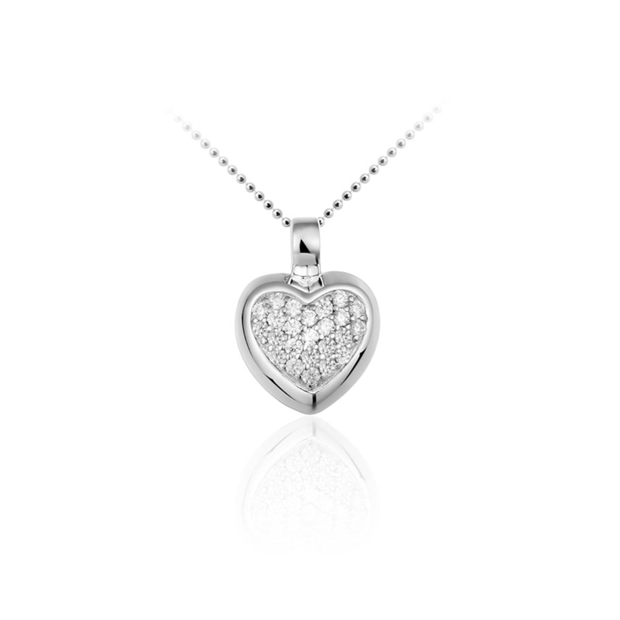 Zilveren Hanger Hart, deze hanger wordt geleverd exclusief collier