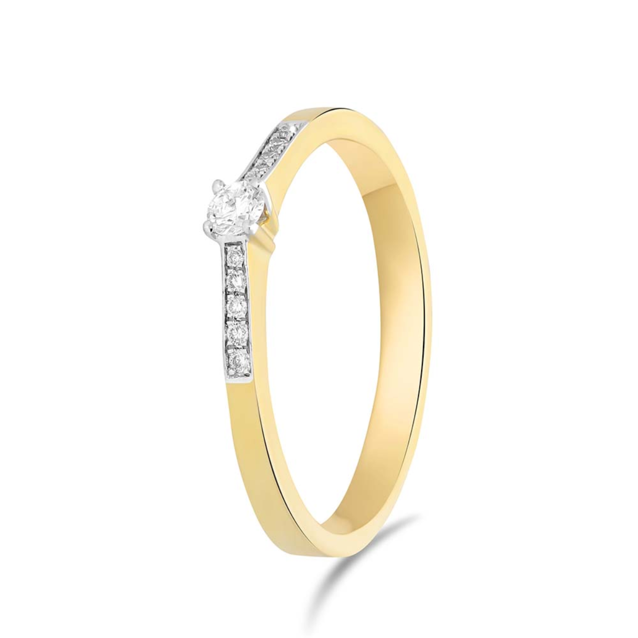 Geelgouden ring met diamant mt 16