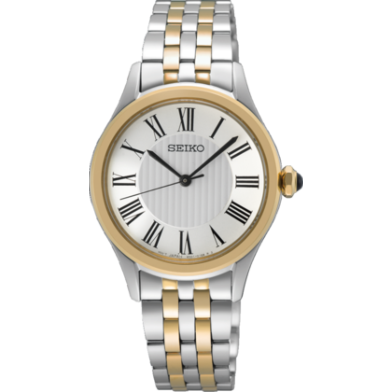 Dit Seiko horloge heeft een kast gemaakt van Roestvrijstaal met een diameter van 29.6 mm en is voorzien van een metalen band. In de kast bevindt zich een Seiko kwaliteitsuurwerk en is afgewerkt met Saffierglas.

Het horloge is 5ATM. Dit betekent dat het horloge geschikt is om mee te douchen. Verder wordt het horloge geleverd met 3 jaar garantie.