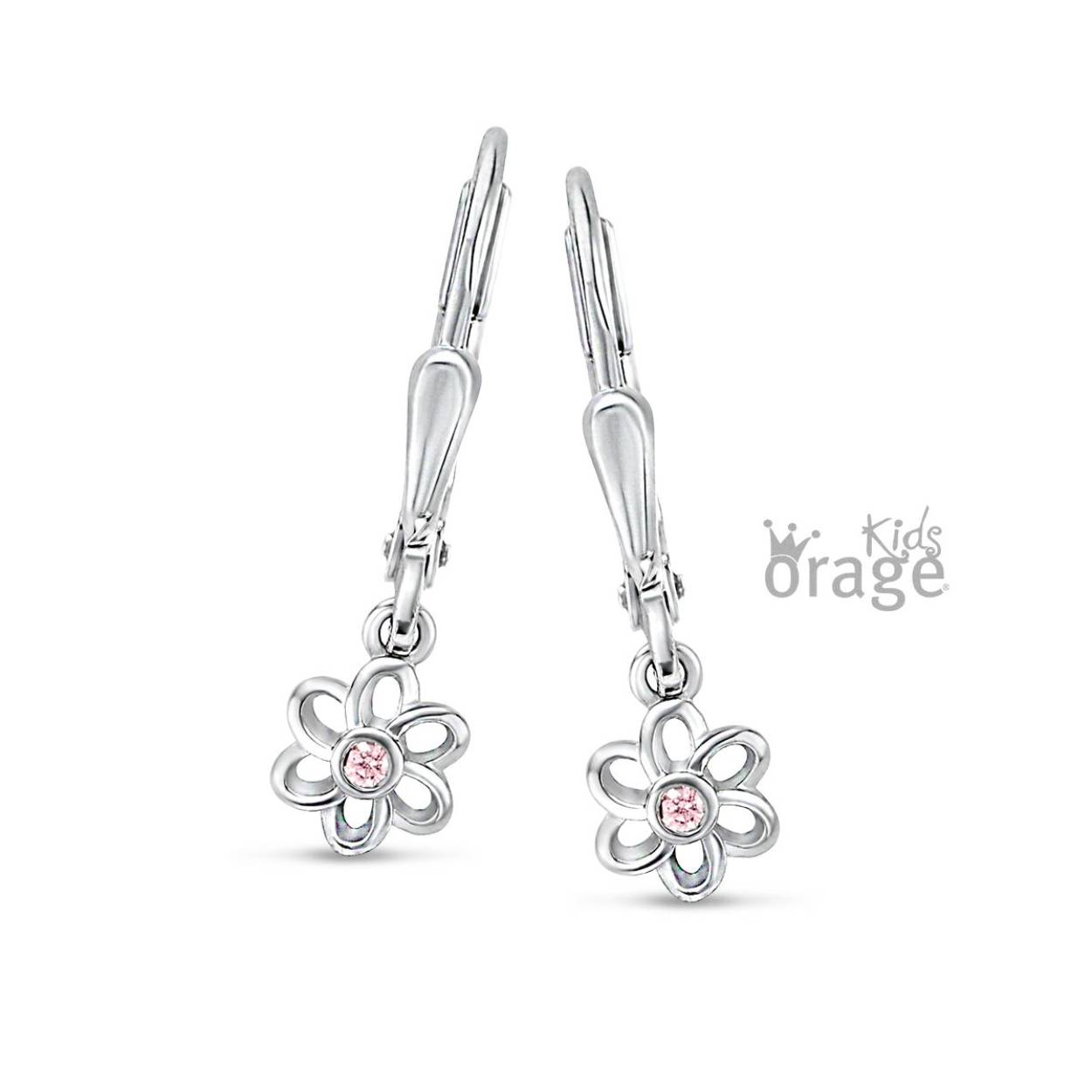 Orage Kids oorslingers zilver bloem 