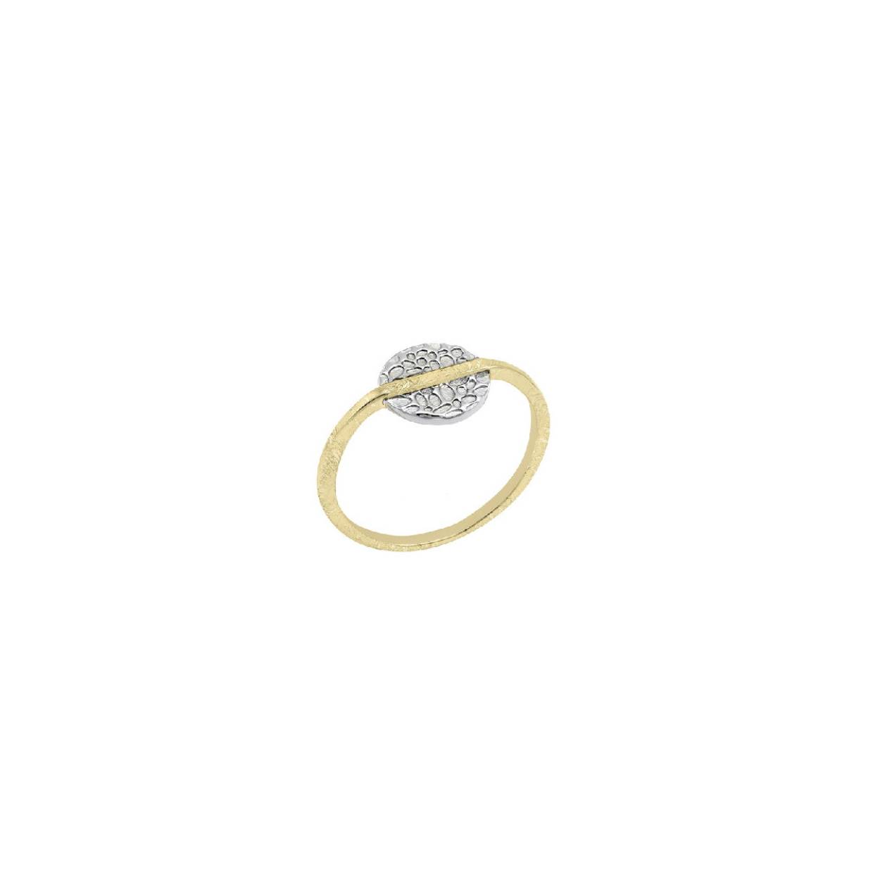 Jorge Revilla ring zilver met 18 krt. vergulde band
 maat 54 en verkrijgbaar in diverse andere maten