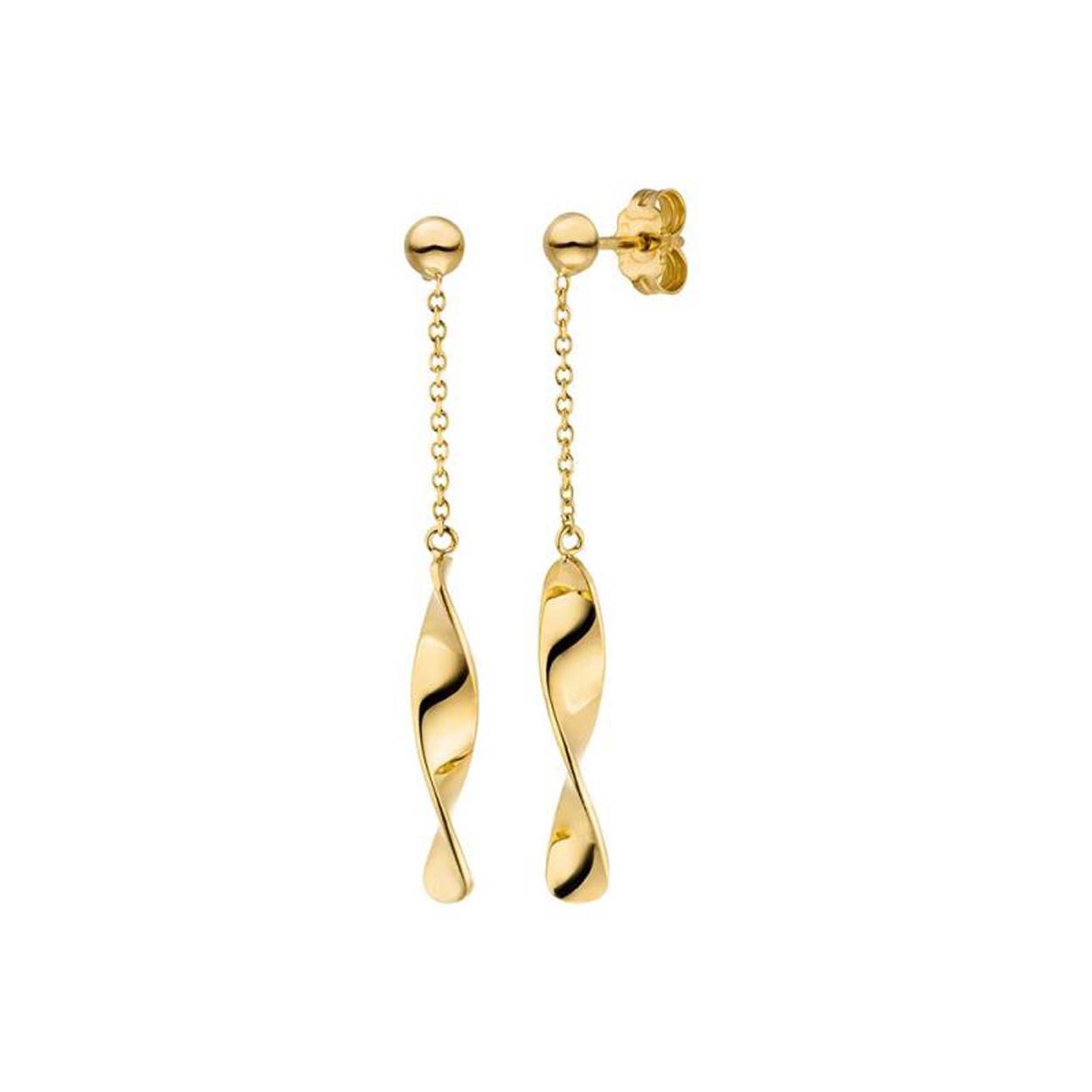 Oorhangers geelgoud 14kt wokkel