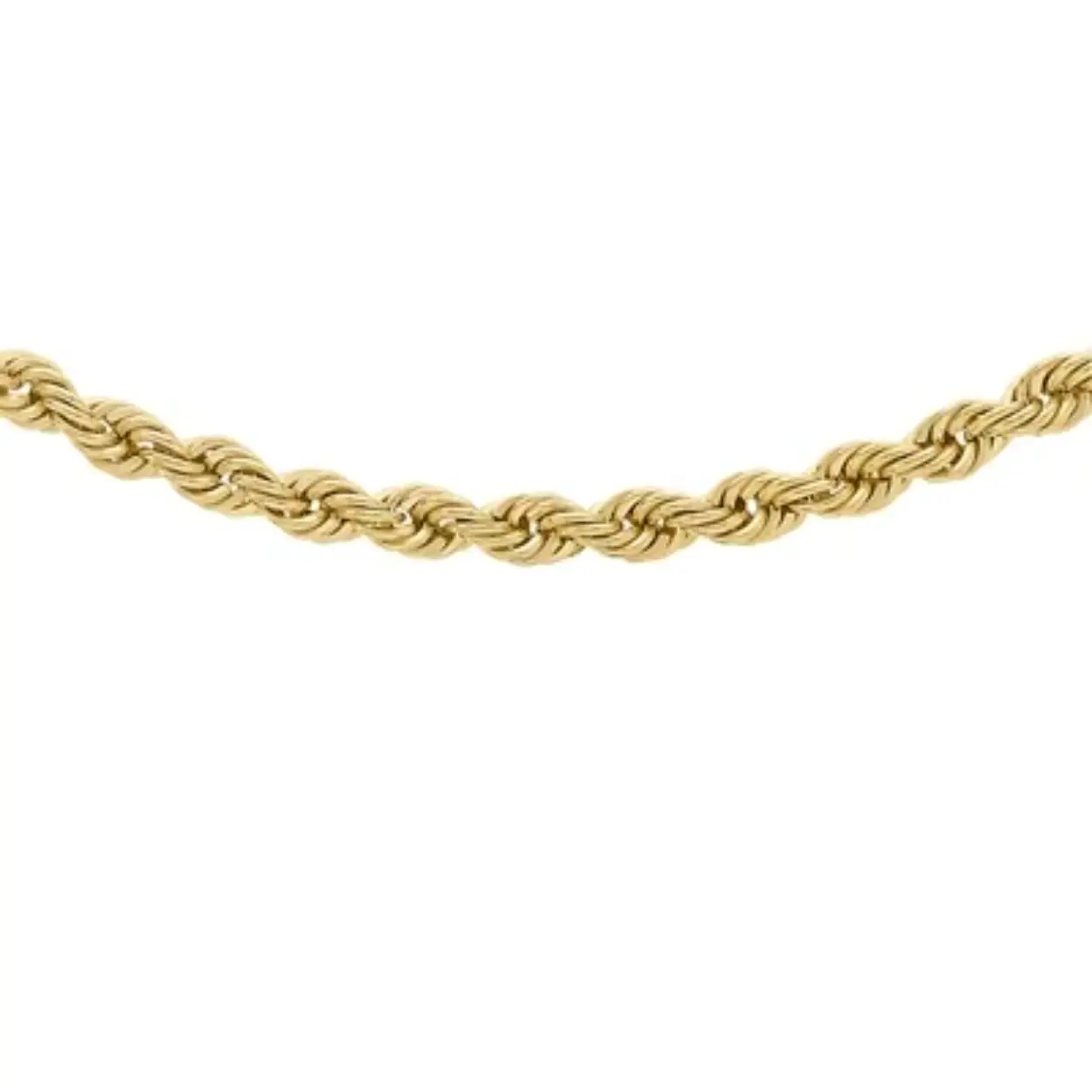 Gouden 14 karaat koord collier met  zilveren kern. 4mm.