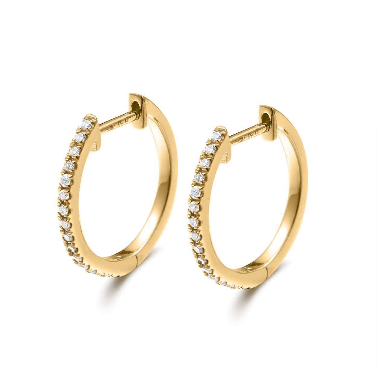 14k geelgouden klapcreool met diamant 15mm