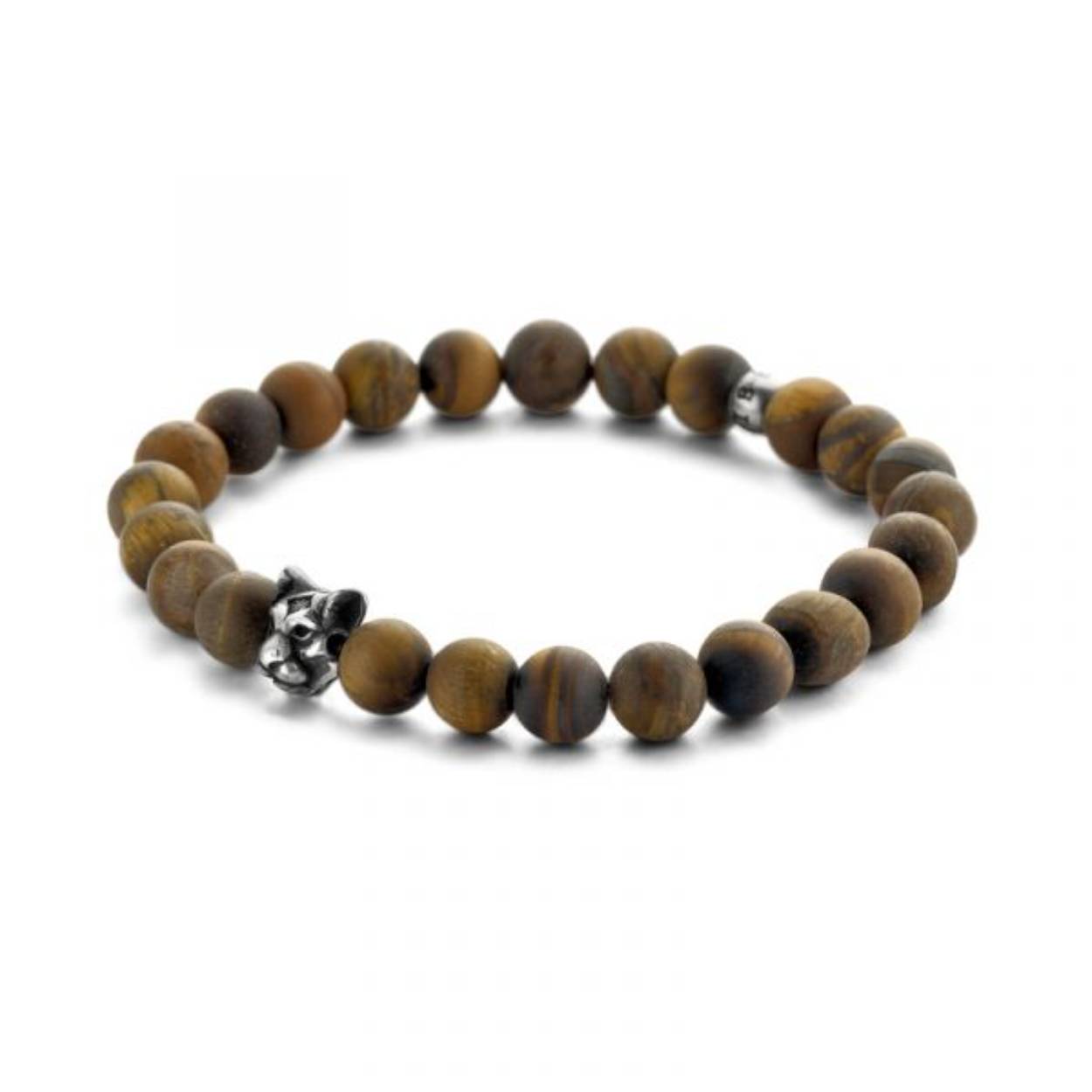 Mooie kralen armband van echte stenen met staal element van het merk Kaliber. De armband is rekbaar en past bij iedere look. Perfect te mixen en matchen met de andere sieraden van Kaliber.