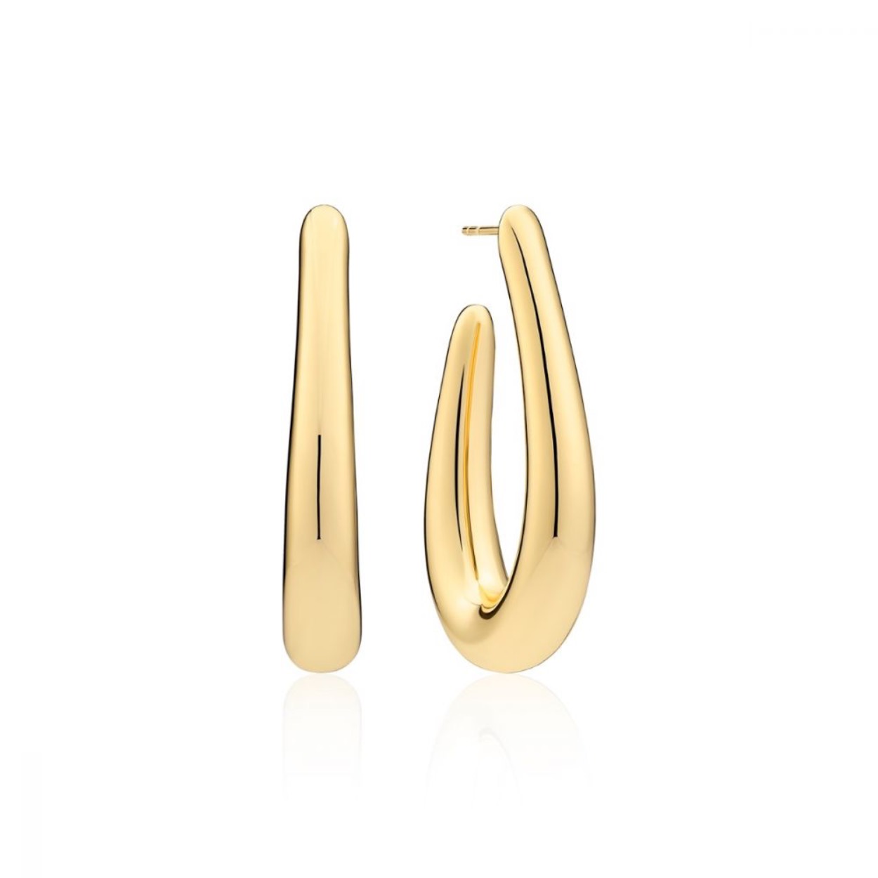 Oorbellen gemaakt van Sterling Zilver 925 verguld met 18 karaat goud met een gepolijst oppervlak.

Afmetingen oorbellen: Lengte 37,8 mm, breedte 6,7 mm